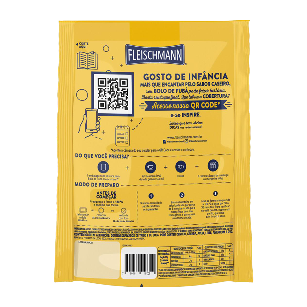 PREMEZCLA BIZCOCHO DE MAIZ (Fubá) FLEISCHMANN - 390g