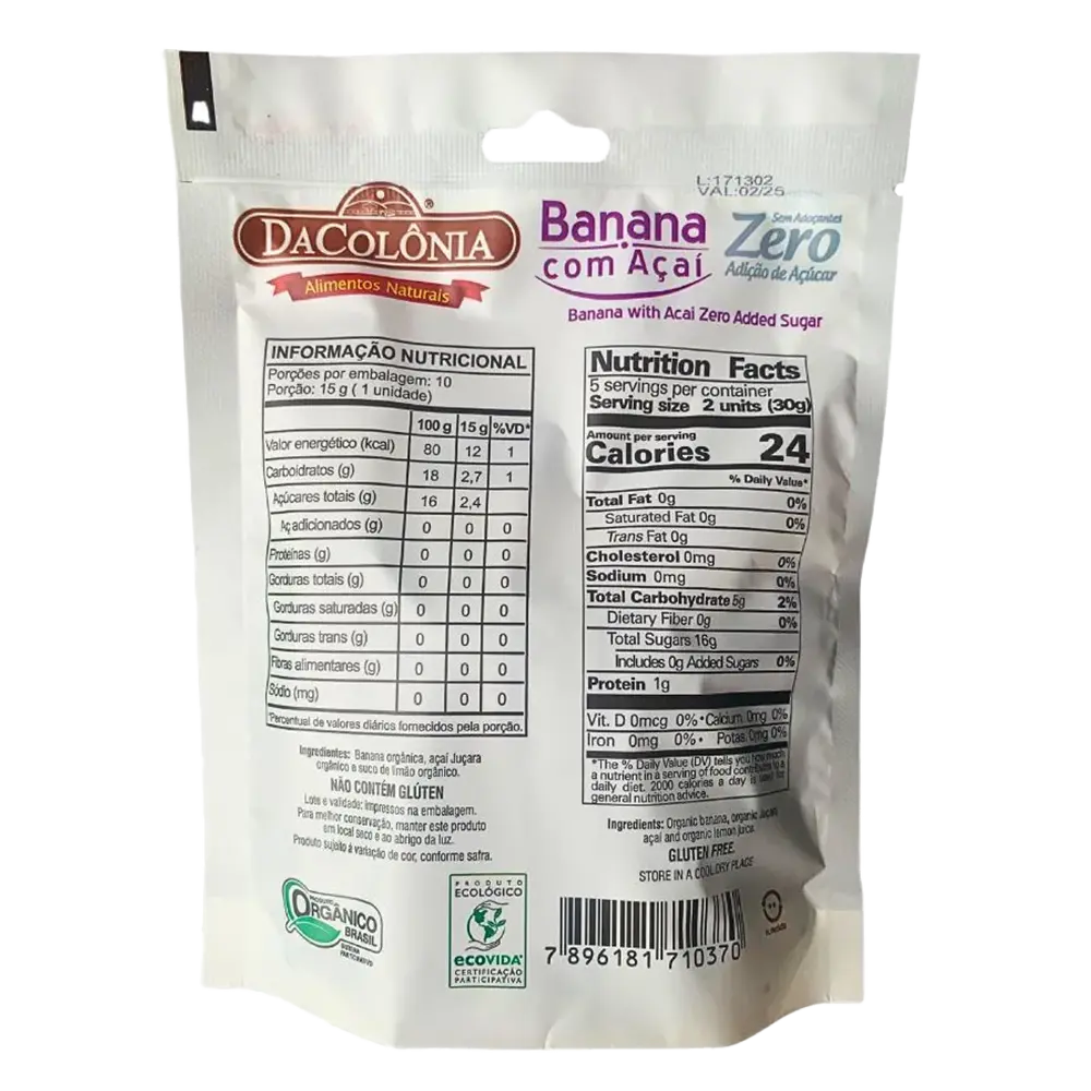 DULCE DE BANANA CON ACAI CERO AZÚCAR 150G costas.webp