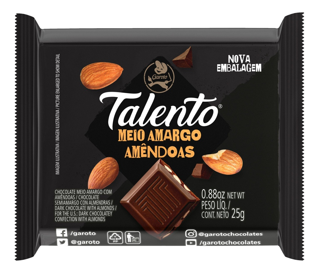 DISPLAY TALENTO SEMIAMARGO ALMENDRAS 25G X 15 UNIDADES 