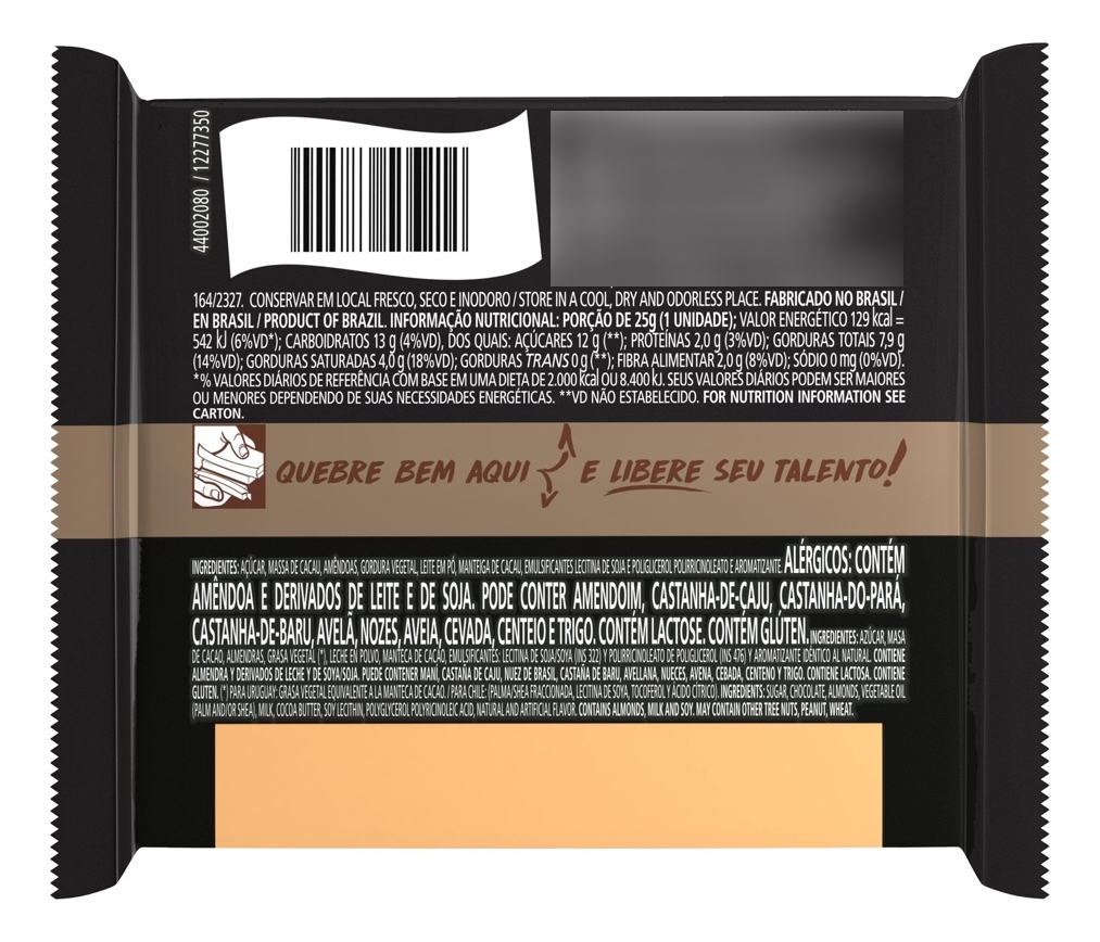 DISPLAY TALENTO SEMIAMARGO ALMENDRAS 25G X 15 UNIDADES 