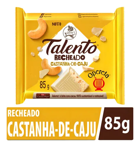 DISPLAY CHOCOLATE TALENTO CASTAÑA DE CAJÚ 85G X 12 UNIDADES