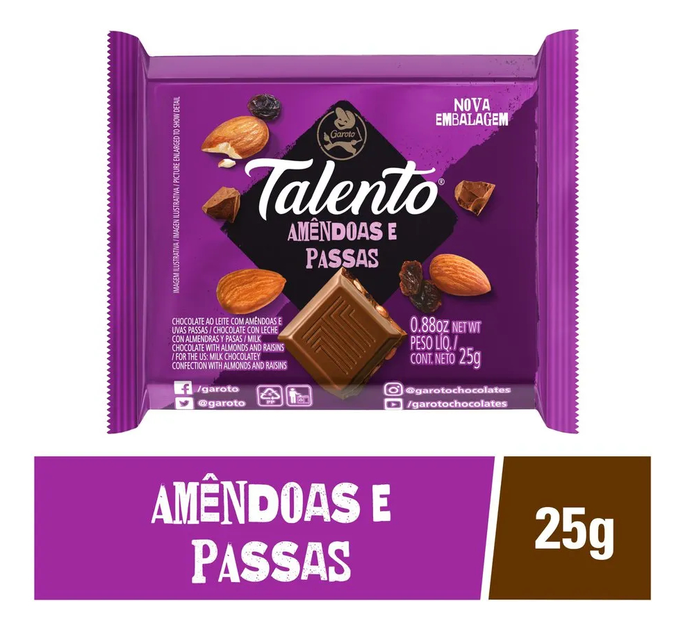 DISPLAY TALENTO ALMENDRAS Y PASAS 25G x 15 UNIDADES