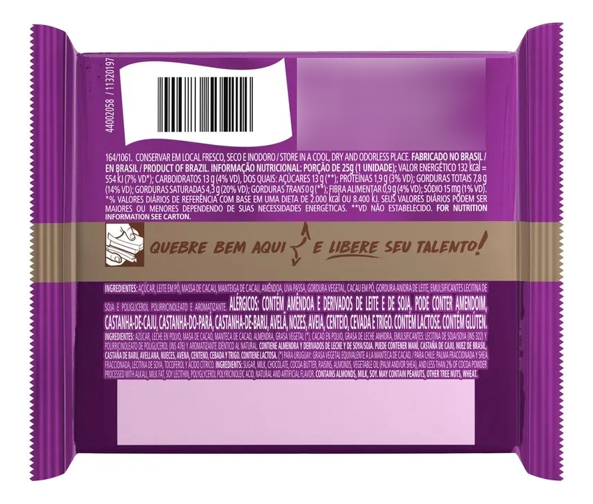 DISPLAY TALENTO ALMENDRAS Y PASAS 25G x 15 UNIDADES