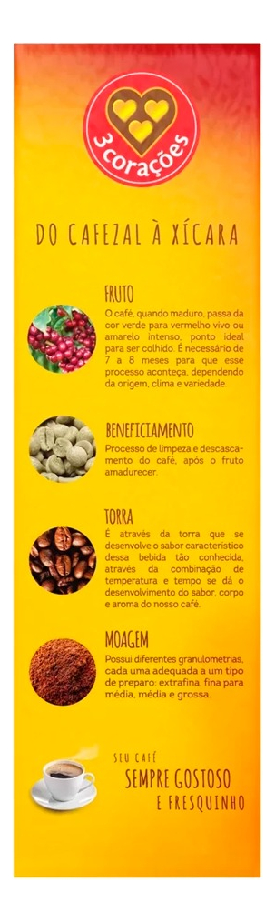 Café Brasil 3 Corações Tradicional 500g Molido Sin Azúcar