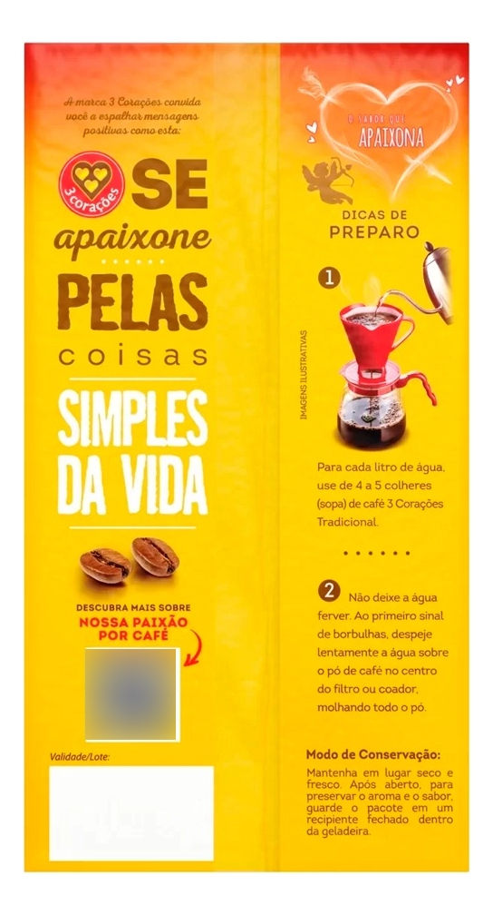 Café Brasil 3 Corações Tradicional 500g Molido Sin Azúcar