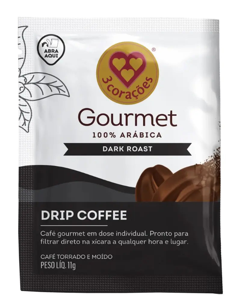 UNIDAD DE CAFÉ DRIP 3 CORAZONES GOURMET DARK 11g