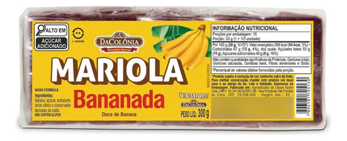 MARIOLA TIPO BANANADA TIJOLINHO 300G