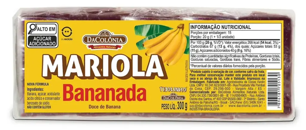 MARIOLA TIPO BANANADA TIJOLINHO 300G