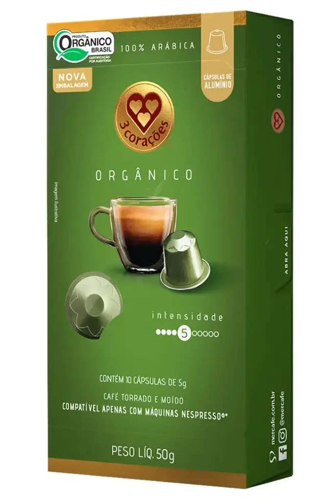 CAPSULAS DE CAFE 3CORACOES ORGANICO ALUMINIO 5,6G X 10UNI