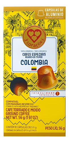 CAPSULAS CAFE 3CORACOES ESPECIAIS COLOMBIA ALUMINIO 5.6G