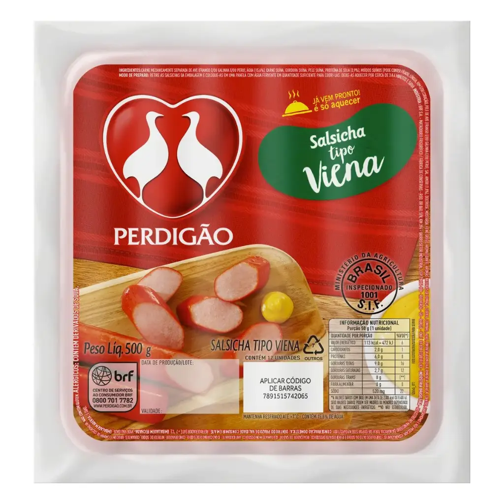 SALCHICHA VIENA PERDIGAO 500G
