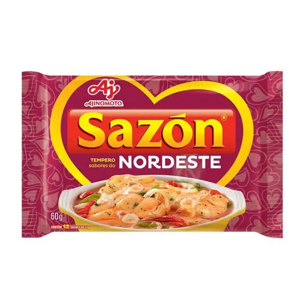 ADEREZO EN POLVO SABORES DEL NORDESTE SAZON PAQUETE 60G 12 UNIDADES 