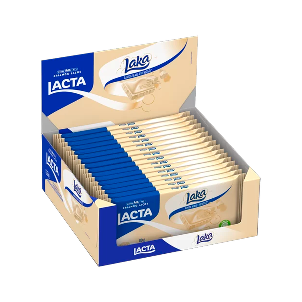 EMPAQUE DE CHOCOLATE LACTA LAKA BLANCO 80G - 17 UNIDADES