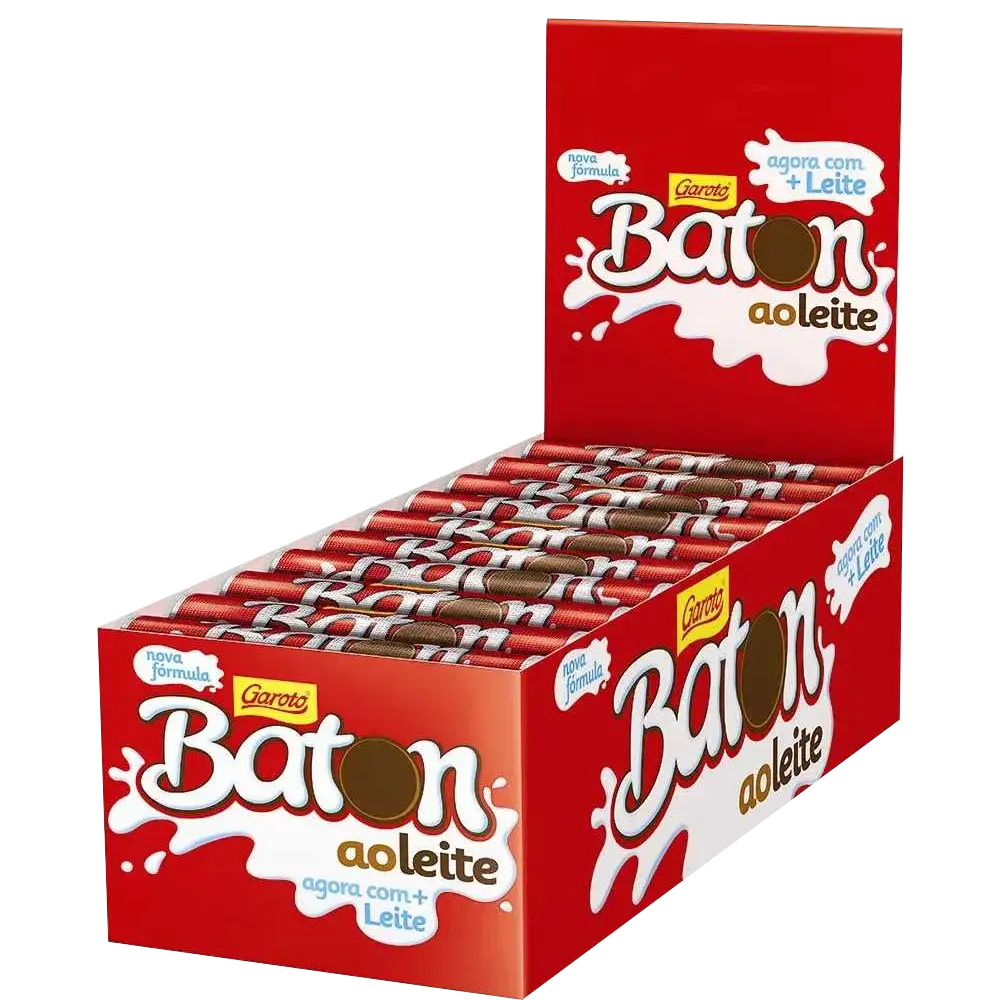 EMPAQUE DE CHOCOLATES BATON GAROTO CHOCOLATE CON LECHE - 30 Unidades