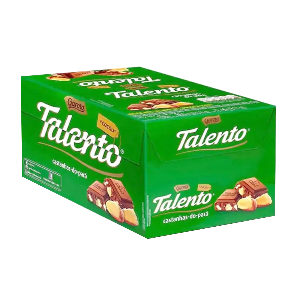 EMPAQUE DE CHOCOLATE TALENTO NUEZ DE BRASIL 25G - 15 UNIDADES