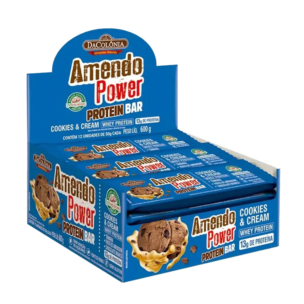 EMPAQUE DE BARRAS AMENDOPOWER PROTEIN COOKIES - 12 Unidades
