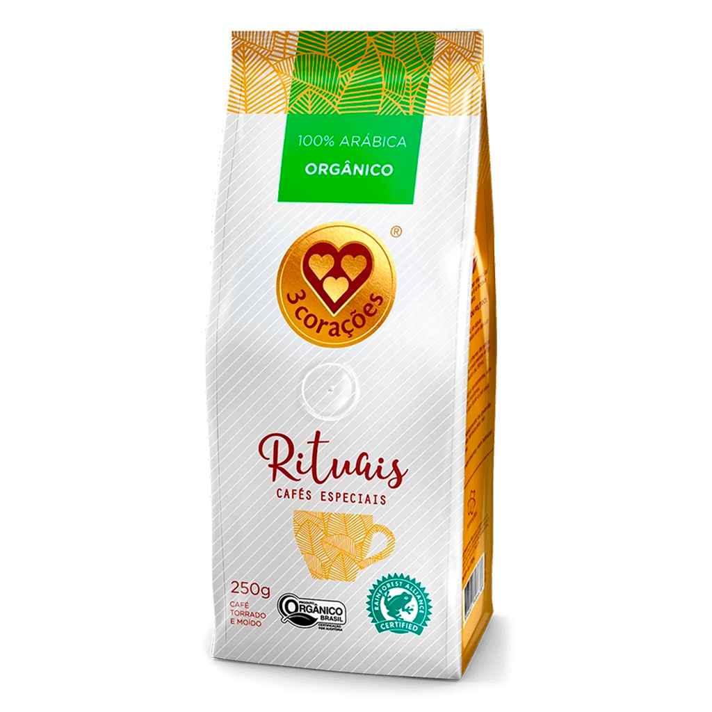 CAFÉ 3 CORAÇÕES RITUAIS ORGÁNICO 100% ARABICA 250g
