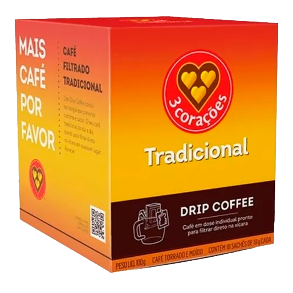 DRIP COFFEE 3 CORAÇÕES TRADICIONAL 10g - 10Unidades