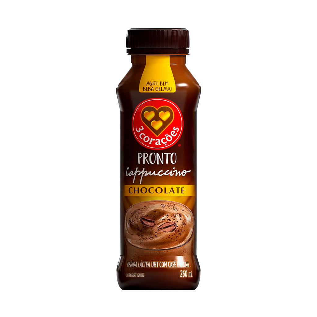 BEBIDA LÁCTEA 3 CORAÇÕES CAPPUCCINO CHOCOLATE 260ml
