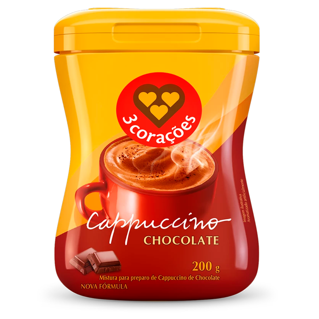 CAFÉ CAPPUCCINO 3 CORAÇÕES CHOCOLATE 200g