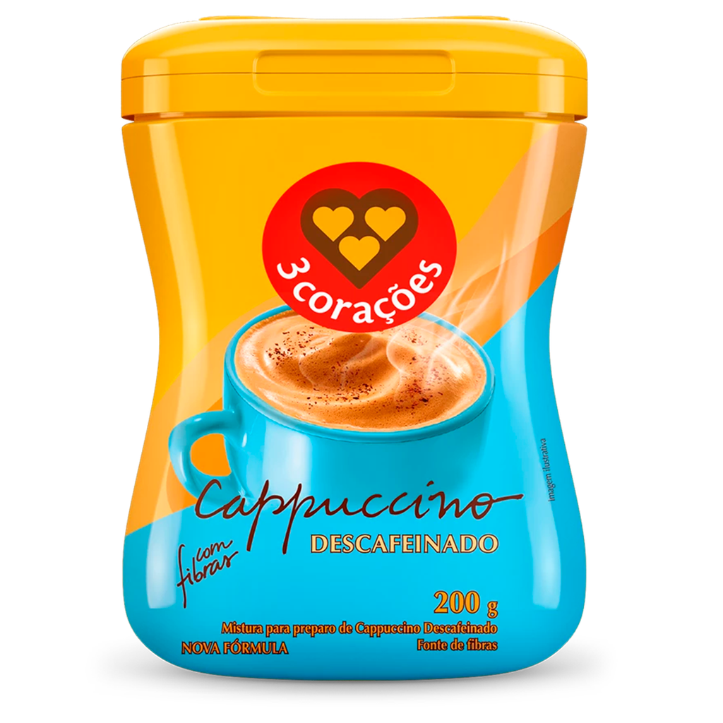 CAFÉ CAPPUCCINO 3 CORAÇÕES DESCAFEINADO - 200G