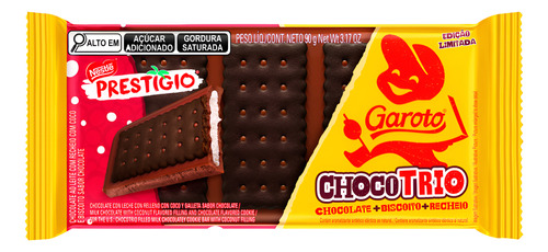 CHOCOLATE PRESTIGIO GAROTO CHOCOTRIO 90g