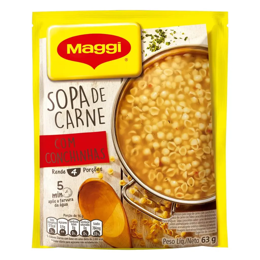 EMPAQUE DE SOPA MAGGI CARNE Y CONCHINHAS 63G - 10 UNIDADES