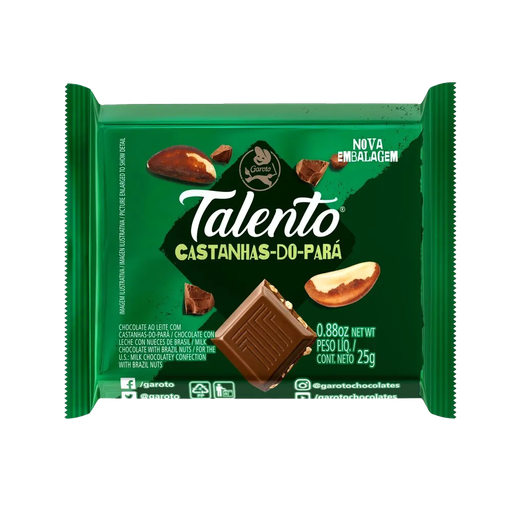 [000298] CHOCOLATE TALENTO CASTAÑAS DE PARÁ - 25g