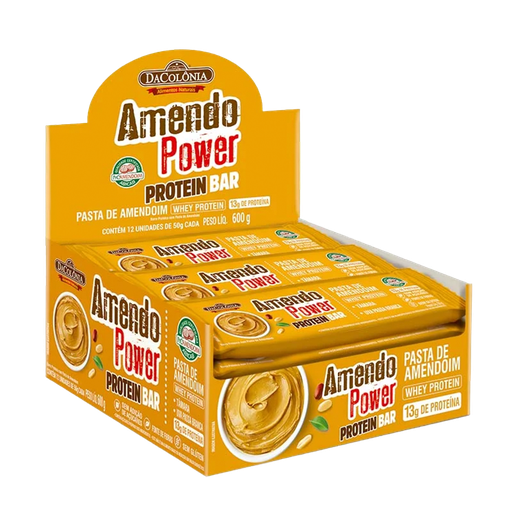 [D00388] EMPAQUE DE BARRAS AMENDOPOWER PROTEIN PASTA DE MANI 600G - 12 UNI