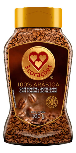 [000558] CAFÉ SOLUBLE LIOFILIZADO 100% ARABICA 3 CORAZONES 100G