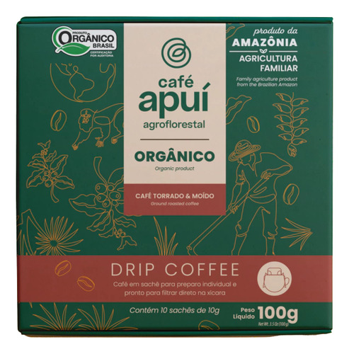 [DP010841] CAFÉ APUÍ AGROFORESTAL ORGÁNICO - DRIP COFFEE 10g x 10Unidades