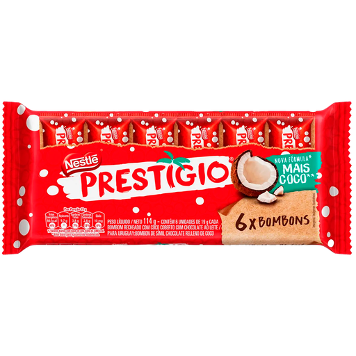 PACK PRESTÍGIO NESTLÉ CHOCOLATE CON LECHE 114G - 6 UNIDADES