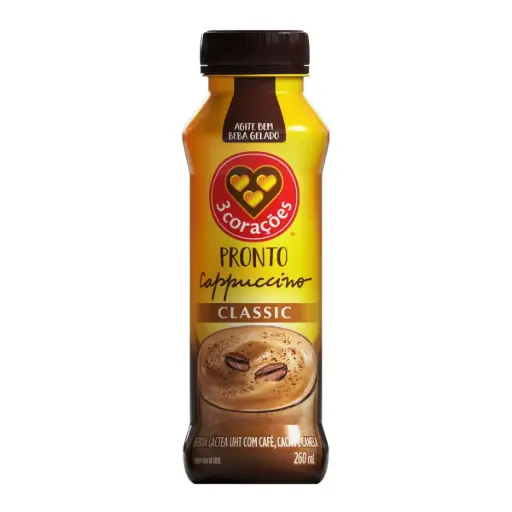 [011211] BEBIDA LACTEA 3CORACOES CAPPUCCINO CLASSIC 260ML