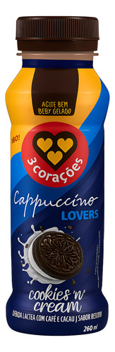 [011213] BEBIDA LACTEA 3 CORACOES CAPPUCCINO Y COOKIES CREAM 260ML