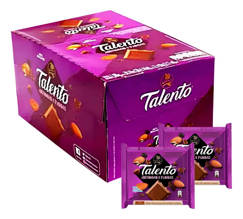 [DP011304] DISPLAY CHOCOLATE TALENTO ALMENDRAS Y PASAS 85G X 12 UNIDADES