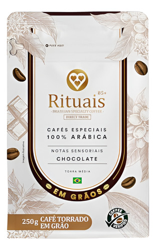 [011313] CAFÉ TOSTADO EN GRANO 3 CORAZONES RITUALES CHOCOLATE 250G